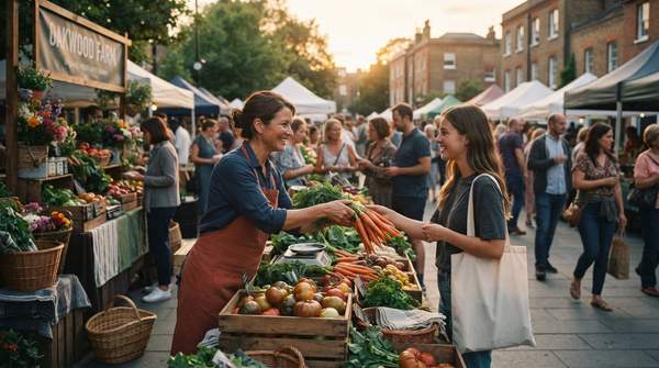 Editorial illustration for Farmers Markets: Catalysts for Local Economies and Community Well-being