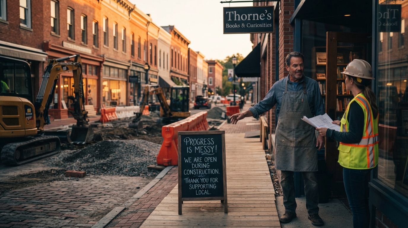 Editorial illustration for How Main Street Businesses Can Survive and Thrive Through Local Infrastructure Construction